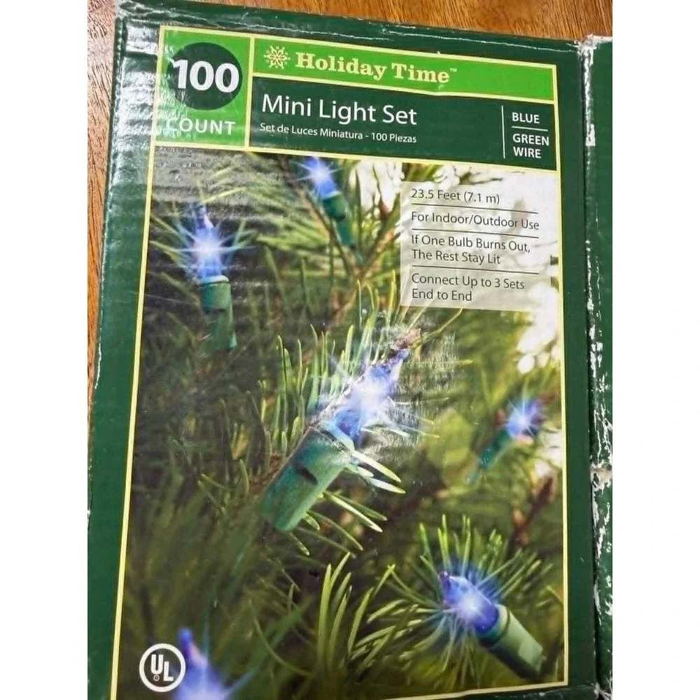 2‎ pack Holiday Time 100 Count Mini Light Blue Green Wire Purple White Wire